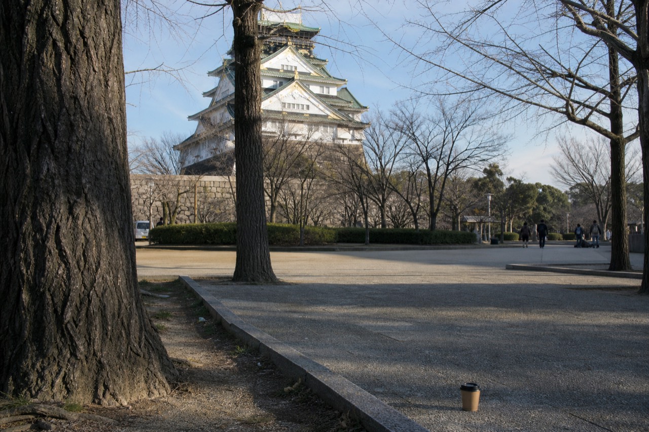 White Himeji Castle keep rising above trees under a clear sky