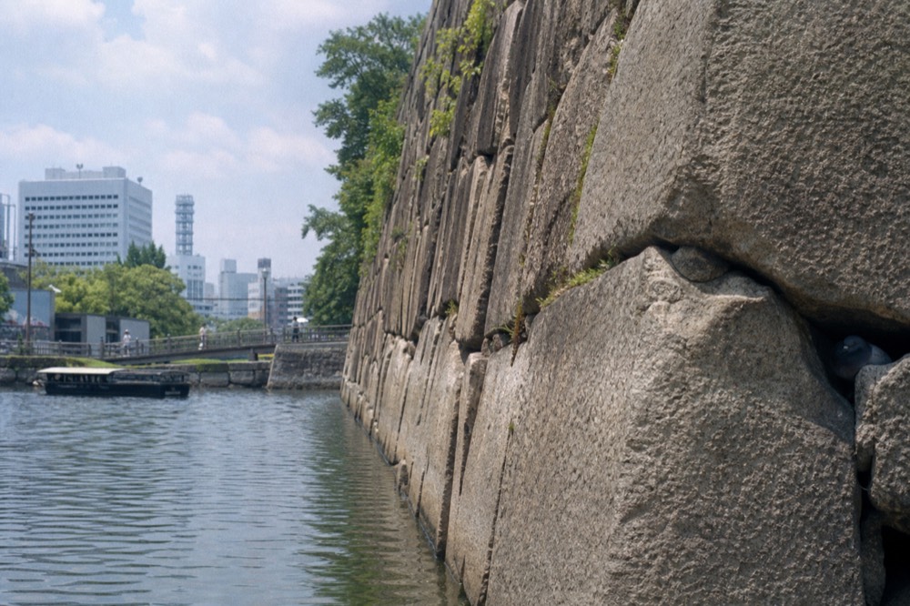 Section of massive fitted stone wall along the inner moat